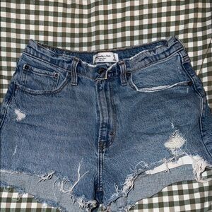 Abercrombie & Fitch Ripped Blue Jean Shorts